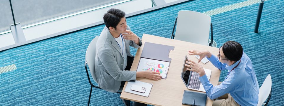 補助金の報酬体系について説明するコンサルタントのイメージ